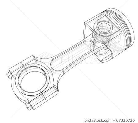 Sketch of piston. 3D illustration 67320720