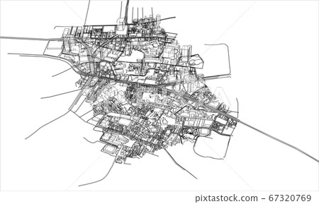 Outline city concept. Wire-frame style Outline city concept. Wire-frame style 67320769