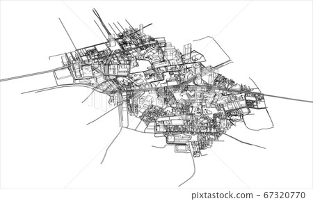 Outline city concept. Wire-frame style Outline city concept. Wire-frame style 67320770