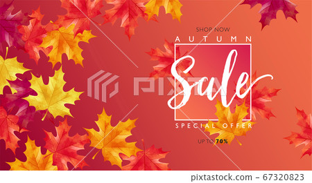 Autumn sale layout decorates with maple leaves for sale promotion banner 67320823