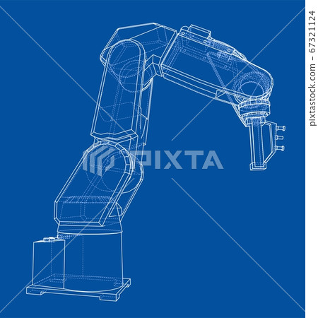 3D outline Robotic arm. 3D illustration 3D outline Robotic arm. 3D illustration 67321124