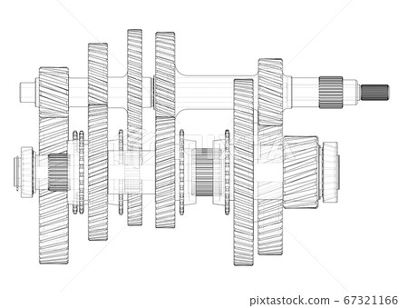 Outline gearbox concept. 3D illustration Outline gearbox concept. 3D illustration 67321166