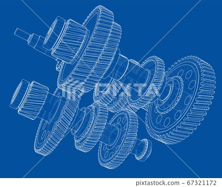 Outline gearbox concept. 3D illustration Outline gearbox concept. 3D illustration 67321172