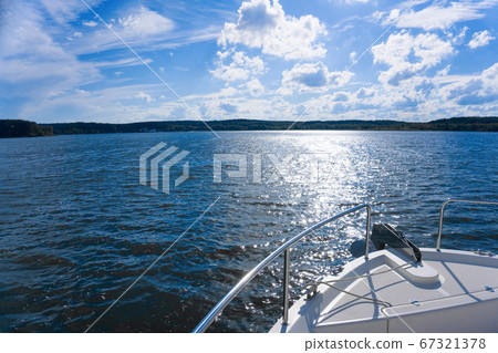 Beautiful view from a bow of yacht at seaward 67321378