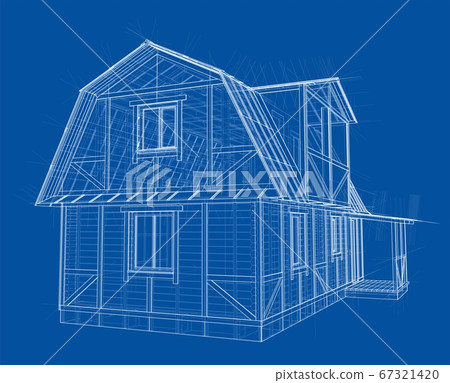 House sketch. 3D illustration 67321420
