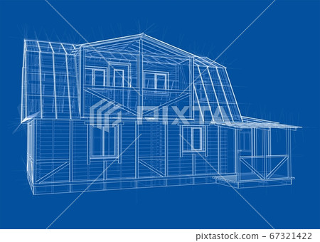 House sketch. 3D illustration 67321422