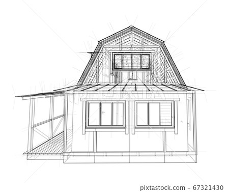 House sketch. 3D illustration 67321430