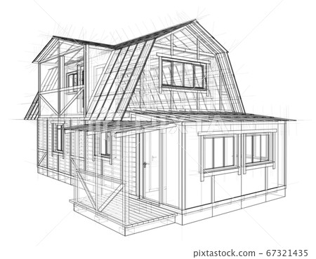 House sketch. 3D illustration 67321435