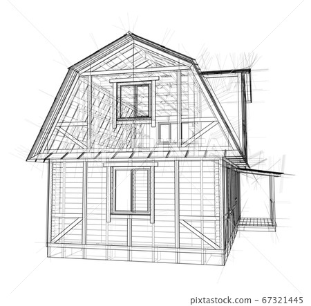 House sketch. 3D illustration House sketch. 3D illustration 67321445