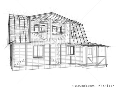 House sketch. 3D illustration 67321447