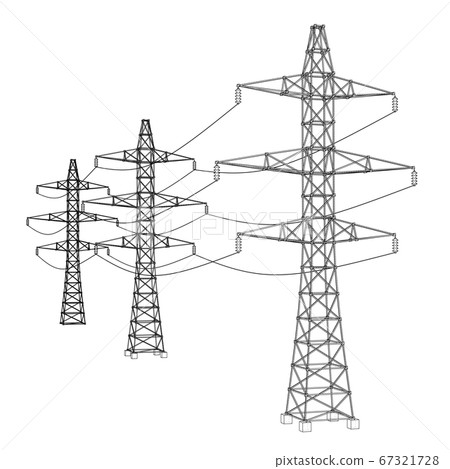 Electric pylons or electric towers concept 67321728