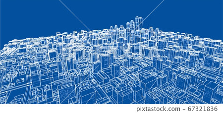 Wire-frame Twisted City, Blueprint Style Wire-frame Twisted City, Blueprint Style 67321836