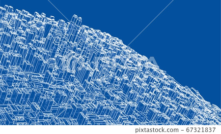 Wire-frame Twisted City, Blueprint Style Wire-frame Twisted City, Blueprint Style 67321837