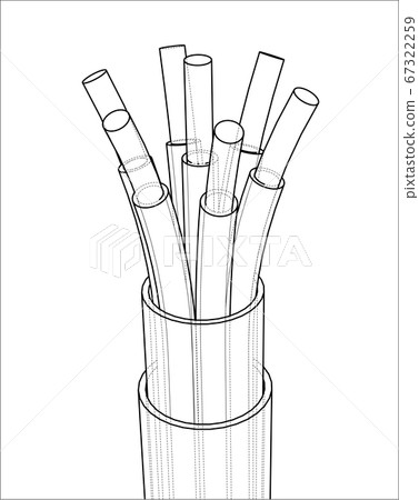 Seven-wire cable. Wire frame. 3D illustration 67322259