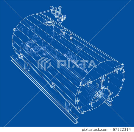 Industrial boiler outline. 3D illustration Industrial boiler outline. 3D illustration 67322314