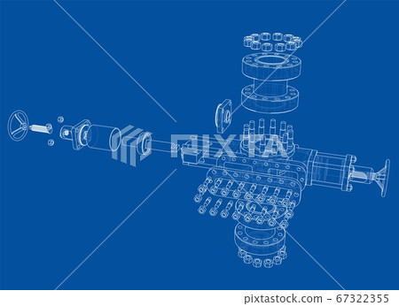 Blowout preventer. 3D illustration 67322355