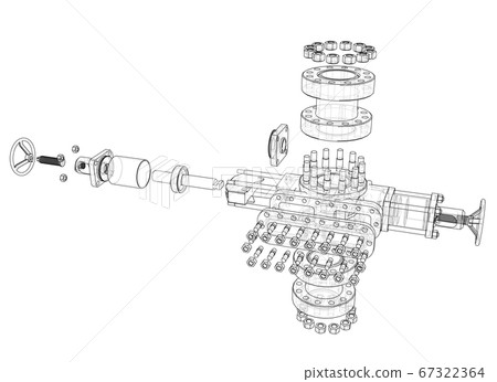 Blowout preventer. 3D illustration 67322364