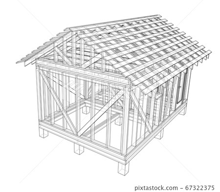 Private house sketch. 3D illustration 67322375
