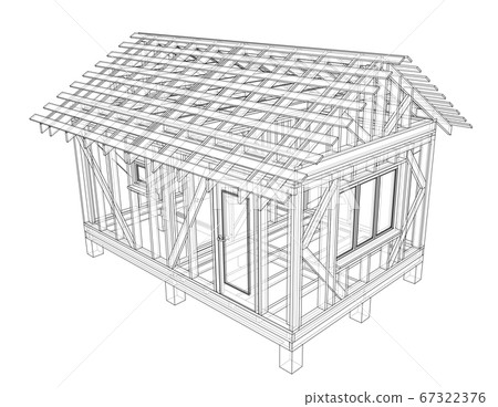 Private house sketch. 3D illustration 67322376