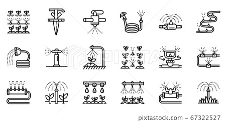 Irrigation system icons set, outline style Irrigation system icons set, outline style 67322527
