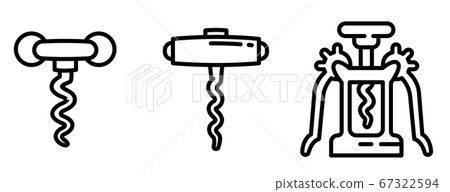 Corkscrew icons set, outline style Corkscrew icons set, outline style 67322594