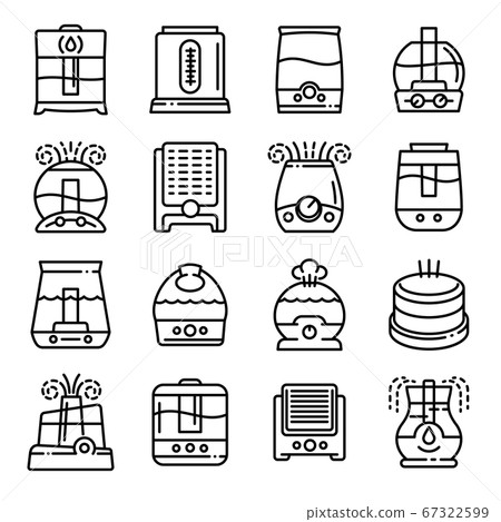 Humidifier icons set, outline style Humidifier icons set, outline style 67322599