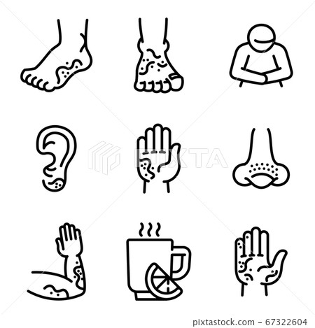 Frostbite icons set, outline style - Stock Illustration [67322604] - PIXTA