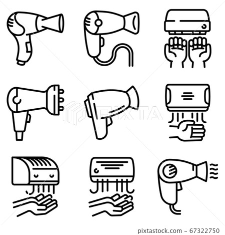 Dryer icons set, outline style Dryer icons set, outline style 67322750