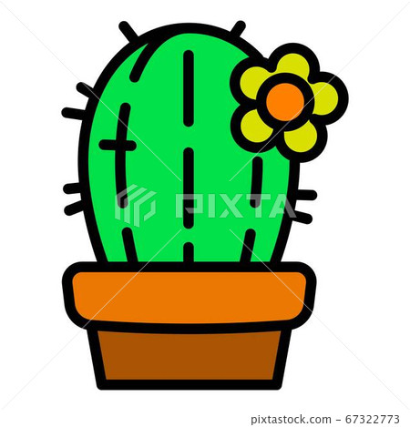Cactus plant pot icon, outline style Cactus plant pot icon, outline style 67322773