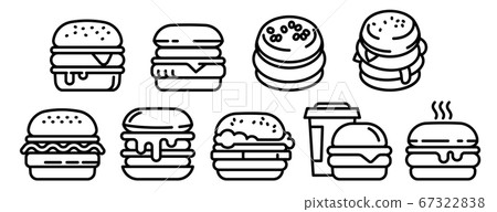 Burger icons set, outline style 67322838