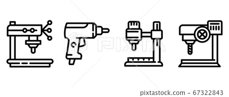 Drilling machine icons set, outline style Drilling machine icons set, outline style 67322843