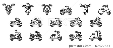Motorbike icons set, outline style Motorbike icons set, outline style 67322844