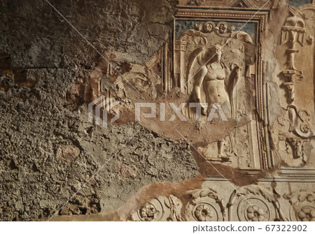 destroyed and buried fresco at the ancient wall texture 67322902