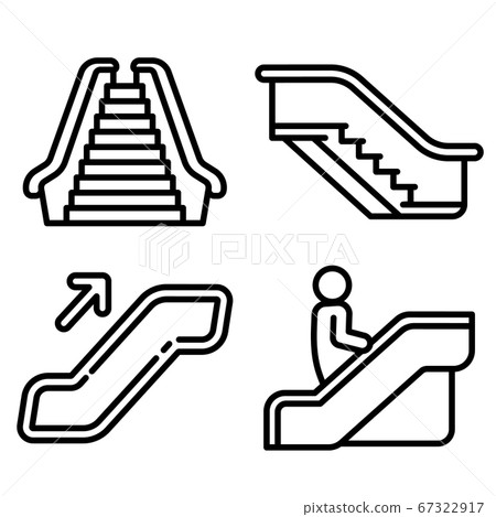 Escalator icons set, outline style Escalator icons set, outline style 67322917