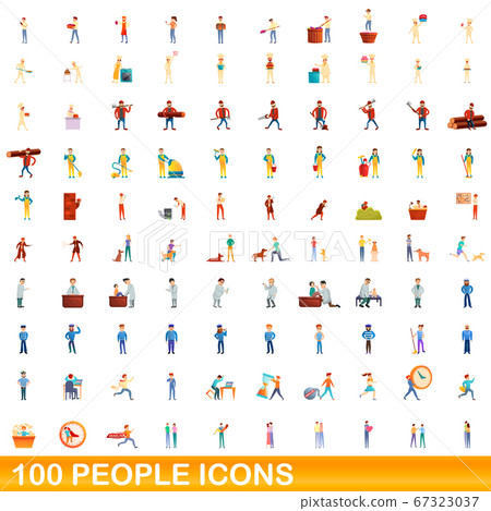 100 people icons set, cartoon style 100 people icons set, cartoon style 67323037