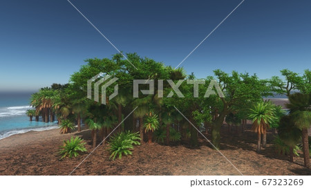 Palms on the tropical beach 3d rendering Palms on the tropical beach 3d rendering 67323269