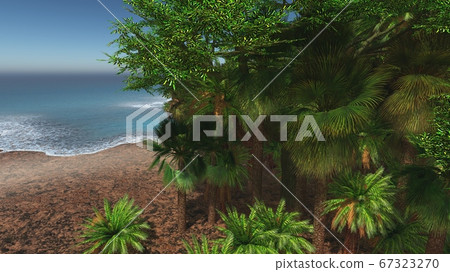 Palms on the tropical beach 3d rendering Palms on the tropical beach 3d rendering 67323270