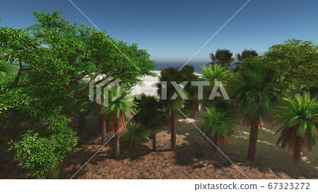 Palms on the tropical beach 3d rendering Palms on the tropical beach 3d rendering 67323272