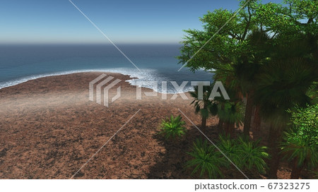 Palms on the tropical beach 3d rendering Palms on the tropical beach 3d rendering 67323275