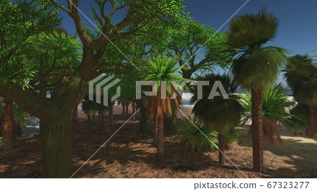 Palms on the tropical beach 3d rendering Palms on the tropical beach 3d rendering 67323277