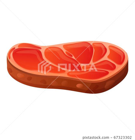 Red meat slice icon, cartoon style Red meat slice icon, cartoon style 67323302