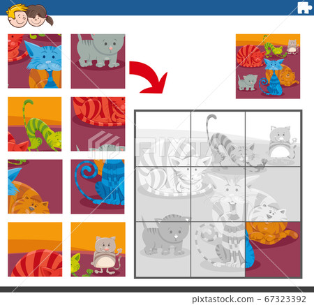 jigsaw puzzle task with cats animal characters 67323392