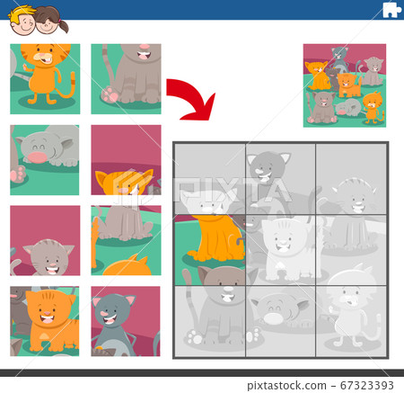 jigsaw puzzle game with cats animal characters 67323393