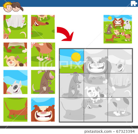 jigsaw puzzle game with dogs animal characters 67323394