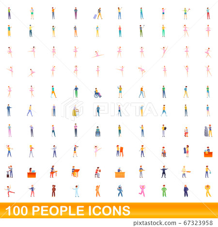 100 people icons set, cartoon style 100 people icons set, cartoon style 67323958