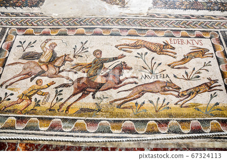 Tunis, TUNISIA - February 06, 2009: Ancient Roman mosaics in Bardo National Museum 67324113