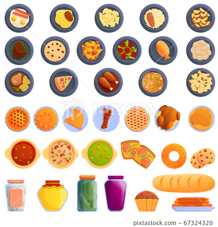 Homemade food icons set, cartoon style 67324320