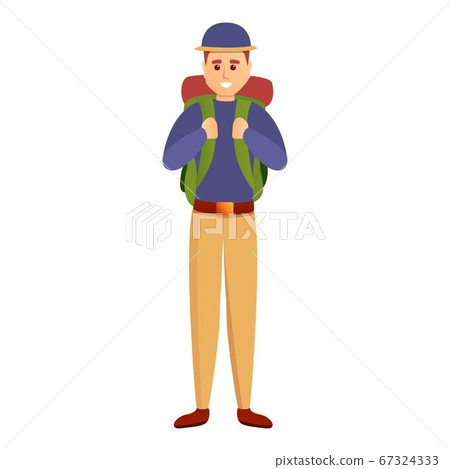 Tourist with backpack icon, cartoon style 67324333