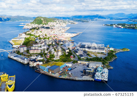 Alesund aerial panoramic view 67325135