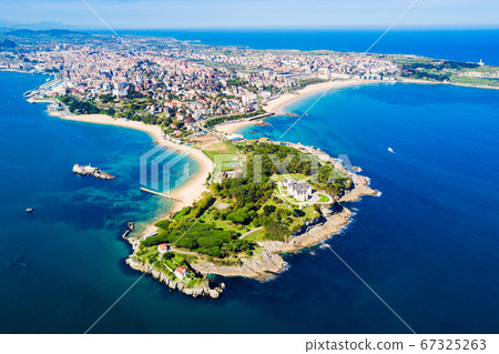 Santander city aerial view, Spain 67325263